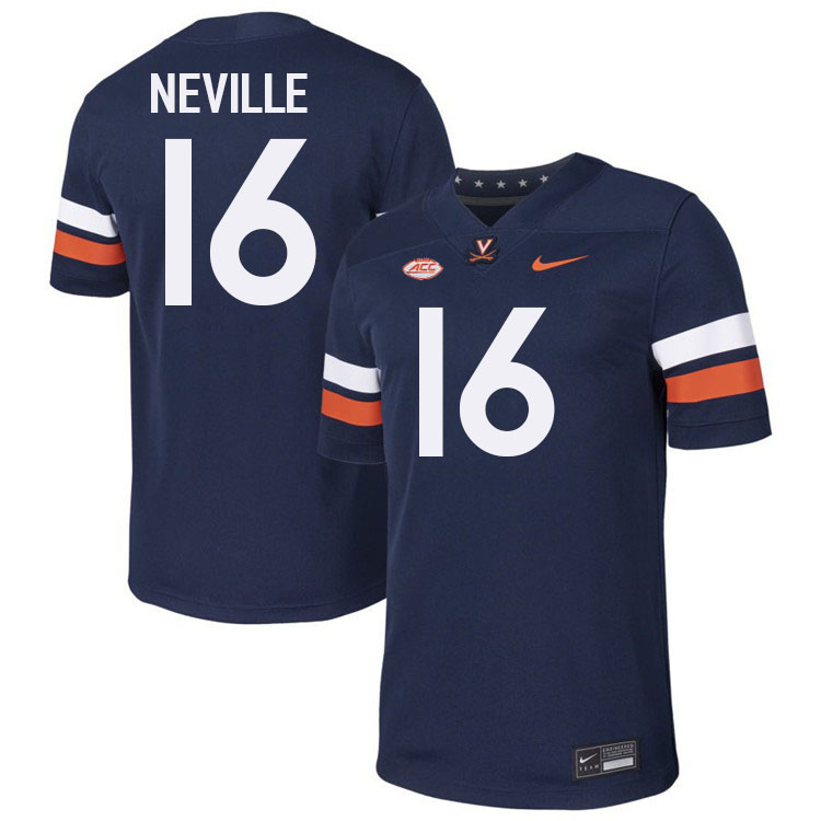 Virginia Cavaliers #16 Tyler Neville College Football Jerseys Stitched-Navy